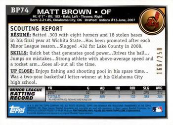 2010 Bowman - Prospects Orange #BP74 Matt Brown Back