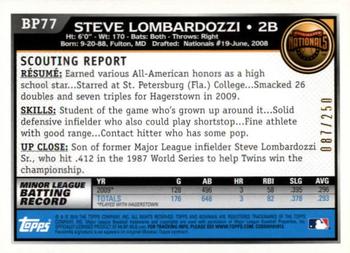 2010 Bowman - Prospects Orange #BP77 Steve Lombardozzi Back