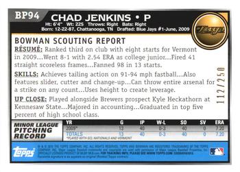 2010 Bowman - Prospects Orange #BP94 Chad Jenkins Back