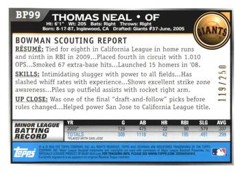 2010 Bowman - Prospects Orange #BP99 Thomas Neal Back
