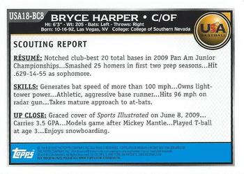 2010 Bowman Chrome - 18U USA Baseball #USA18-BC8 Bryce Harper Back