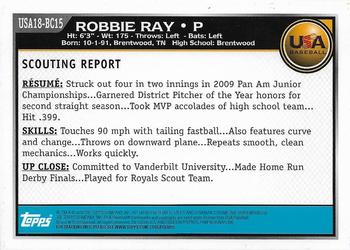 2010 Bowman Chrome - 18U USA Baseball #USA18-BC15 Robbie Ray Back