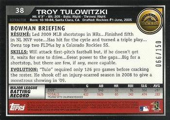 2010 Bowman Chrome - Blue Refractors #38 Troy Tulowitzki Back