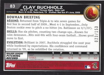 2010 Bowman Chrome - Blue Refractors #83 Clay Buchholz Back