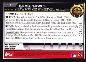 2010 Bowman Chrome - Blue Refractors #112 Brad Hawpe Back