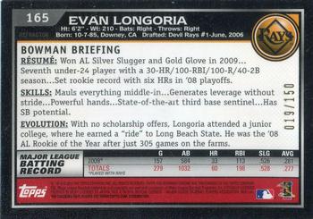 2010 Bowman Chrome - Blue Refractors #165 Evan Longoria Back