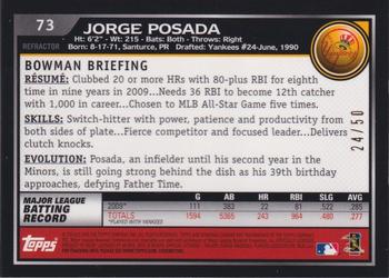 2010 Bowman Chrome - Gold Refractors #73 Jorge Posada Back