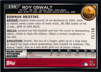 2010 Bowman Chrome - Gold Refractors #134 Roy Oswalt Back
