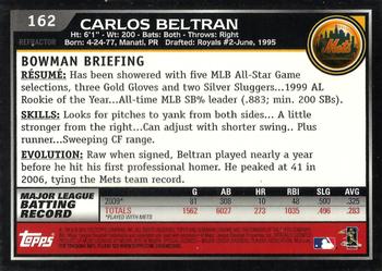 2010 Bowman Chrome - Refractors #162 Carlos Beltran Back