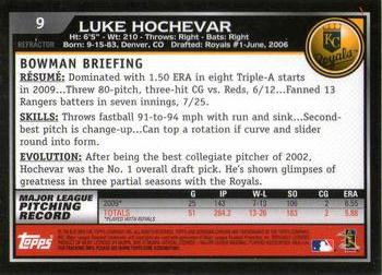 2010 Bowman Chrome - Refractors #9 Luke Hochevar Back