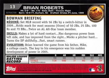 2010 Bowman Chrome - Refractors #13 Brian Roberts Back