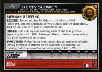 2010 Bowman Chrome - Refractors #78 Kevin Slowey Back
