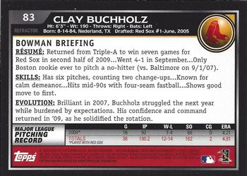 2010 Bowman Chrome - Refractors #83 Clay Buchholz Back