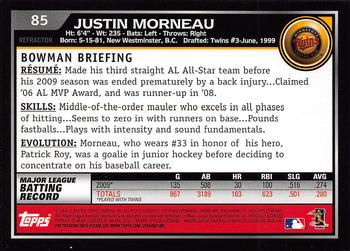 2010 Bowman Chrome - Refractors #85 Justin Morneau Back