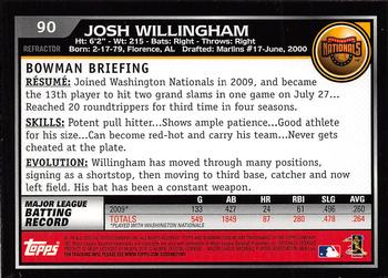 2010 Bowman Chrome - Refractors #90 Josh Willingham Back