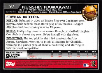 2010 Bowman Chrome - Refractors #97 Kenshin Kawakami Back