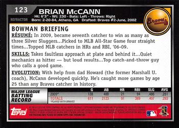 2010 Bowman Chrome - Refractors #123 Brian McCann Back