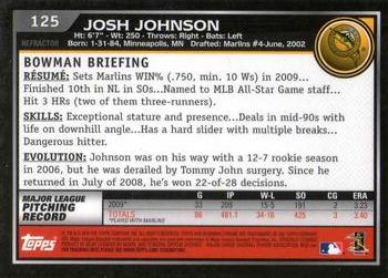 2010 Bowman Chrome - Refractors #125 Josh Johnson Back