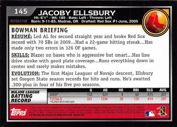2010 Bowman Chrome - Refractors #145 Jacoby Ellsbury Back