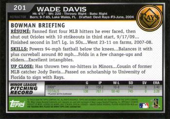 2010 Bowman Chrome - Refractors #201 Wade Davis Back