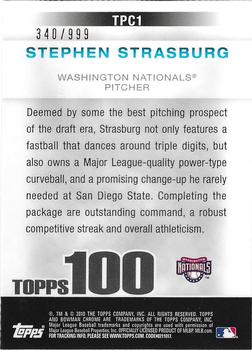 2010 Bowman Chrome - Topps 100 Prospects #TPC1 Stephen Strasburg Back