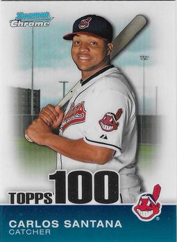 2010 Bowman Chrome - Topps 100 Prospects #TPC12 Carlos Santana Front