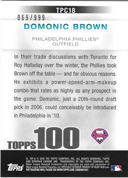 2010 Bowman Chrome - Topps 100 Prospects #TPC18 Domonic Brown Back