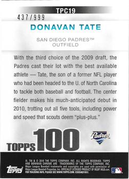 2010 Bowman Chrome - Topps 100 Prospects #TPC19 Donavan Tate Back