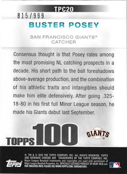 2010 Bowman Chrome - Topps 100 Prospects #TPC20 Buster Posey Back