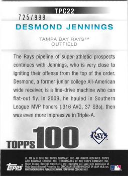 2010 Bowman Chrome - Topps 100 Prospects #TPC22 Desmond Jennings Back