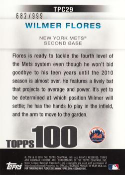 2010 Bowman Chrome - Topps 100 Prospects #TPC29 Wilmer Flores Back