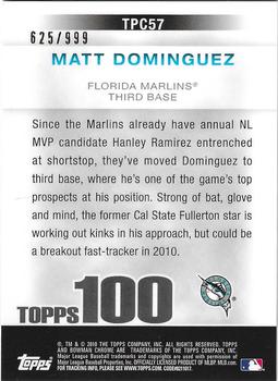 2010 Bowman Chrome - Topps 100 Prospects #TPC57 Matt Dominguez Back