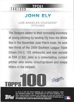 2010 Bowman Chrome - Topps 100 Prospects #TPC61 John Ely Back