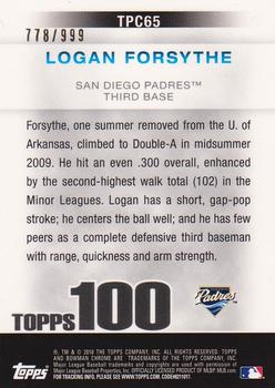 2010 Bowman Chrome - Topps 100 Prospects #TPC65 Logan Forsythe Back