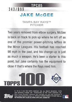 2010 Bowman Chrome - Topps 100 Prospects #TPC85 Jake McGee Back