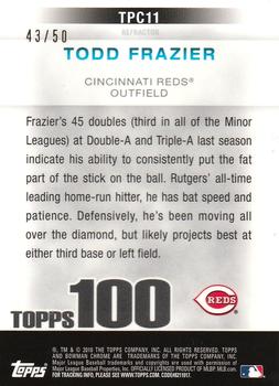 2010 Bowman Chrome - Topps 100 Prospects Gold Refractors #TPC11 Todd Frazier Back
