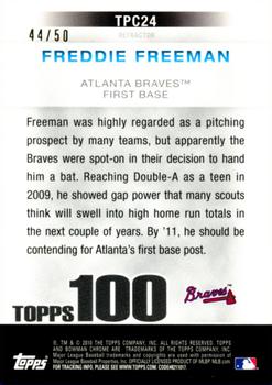 2010 Bowman Chrome - Topps 100 Prospects Gold Refractors #TPC24 Freddie Freeman Back