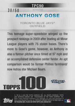 2010 Bowman Chrome - Topps 100 Prospects Gold Refractors #TPC90 Anthony Gose Back