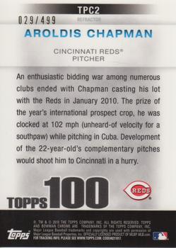 2010 Bowman Chrome - Topps 100 Prospects Refractors #TPC2 Aroldis Chapman Back