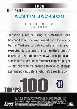 2010 Bowman Chrome - Topps 100 Prospects Refractors #TPC9 Austin Jackson Back