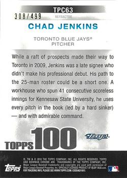 2010 Bowman Chrome - Topps 100 Prospects Refractors #TPC63 Chad Jenkins Back