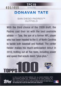 2010 Bowman Chrome - Topps 100 Prospects Refractors #TPC19 Donavan Tate Back