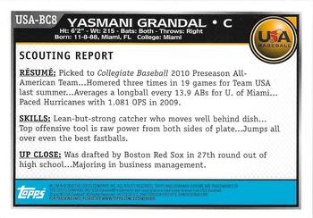 2010 Bowman Chrome - USA Baseball #USA-BC8 Yasmani Grandal Back