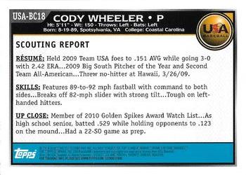 2010 Bowman Chrome - USA Baseball #USA-BC18 Cody Wheeler Back
