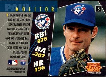 1995 Sportflix #8 Paul Molitor Back