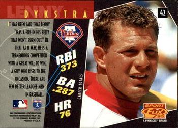 1995 Sportflix #42 Lenny Dykstra Back
