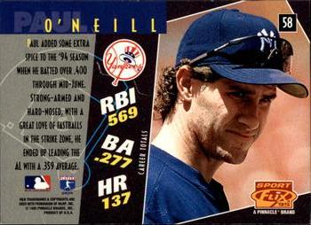 1995 Sportflix #58 Paul O'Neill Back