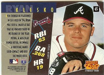 1995 Sportflix #65 Ryan Klesko Back
