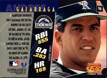 1995 Sportflix #96 Andres Galarraga Back