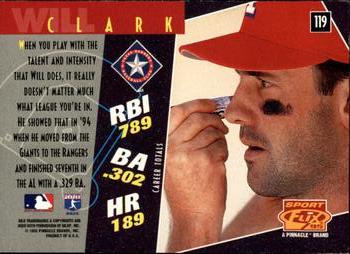 1995 Sportflix #119 Will Clark Back